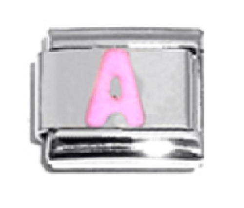 Pink Letter A - 9mm Italian charm - Click Image to Close